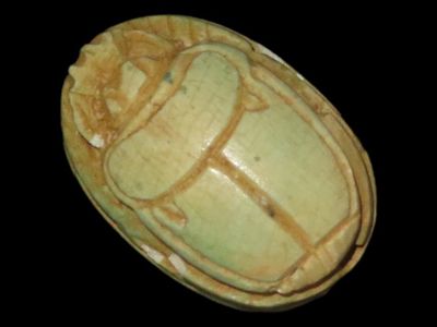 1" Egyptian Scarab, Inscribed on Bottom, Symbolizing Rebirth, Regeneration, and the Eternal 