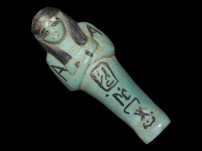 4 1/8" Egyptian Faience Ushabti, Middle Kingdom, 2055-1650 BC