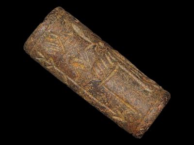 1 1/2" Sumerian Geometric Anaracy Seal Stamp Bead