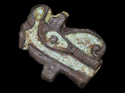 2" Egyptian Eye of Horus Pendant, Faience, New Kingdom