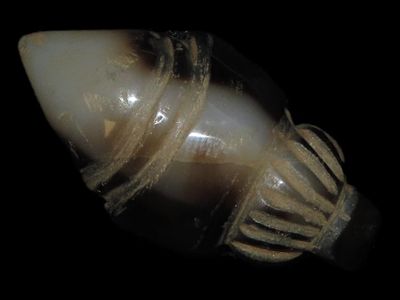 1 3/8" Egyptian Pillar Amulet, Agate, Fire-and-Ice Appearance