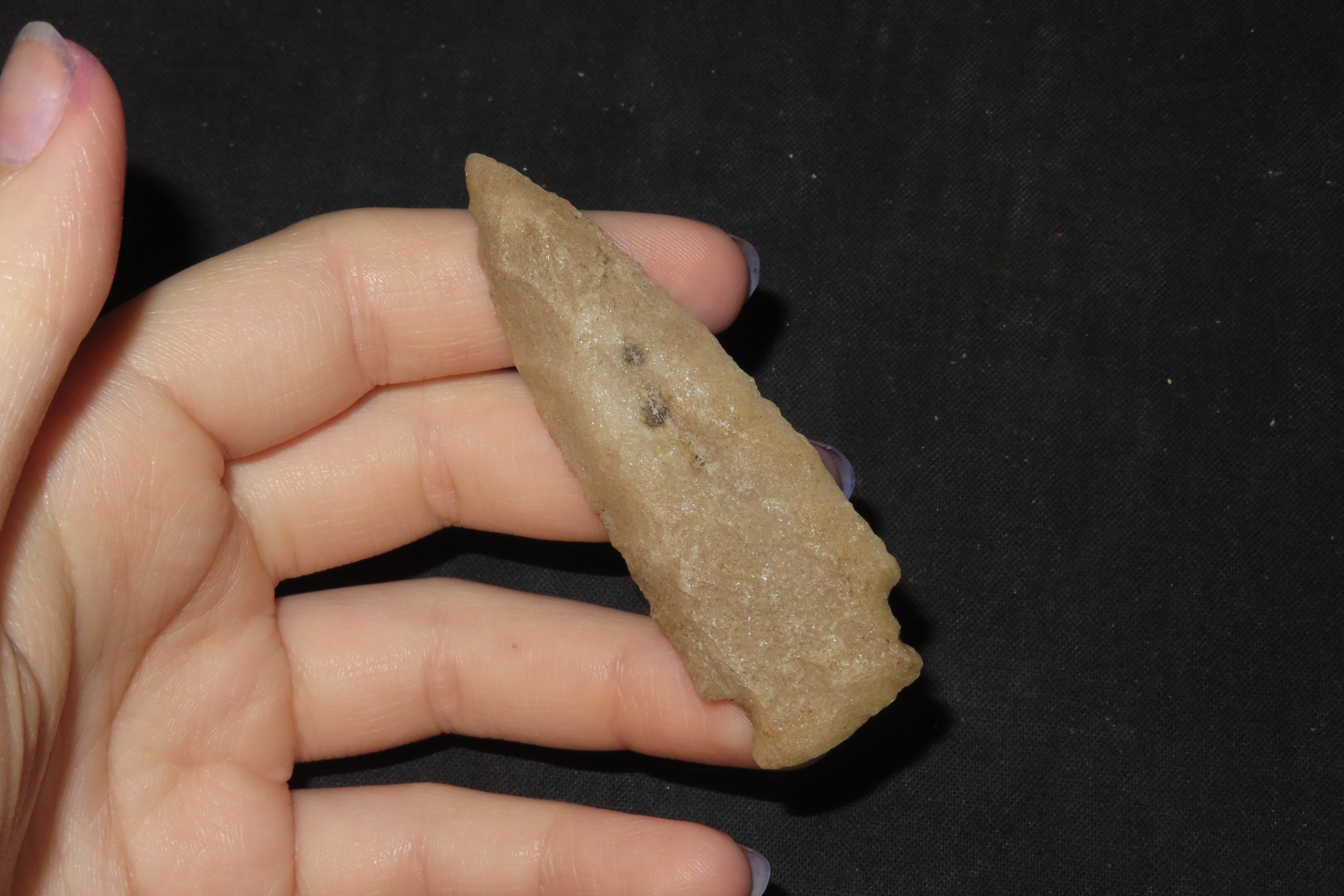 3 3/4" Hixton Quartz Archaic Point, Central Wisconsin