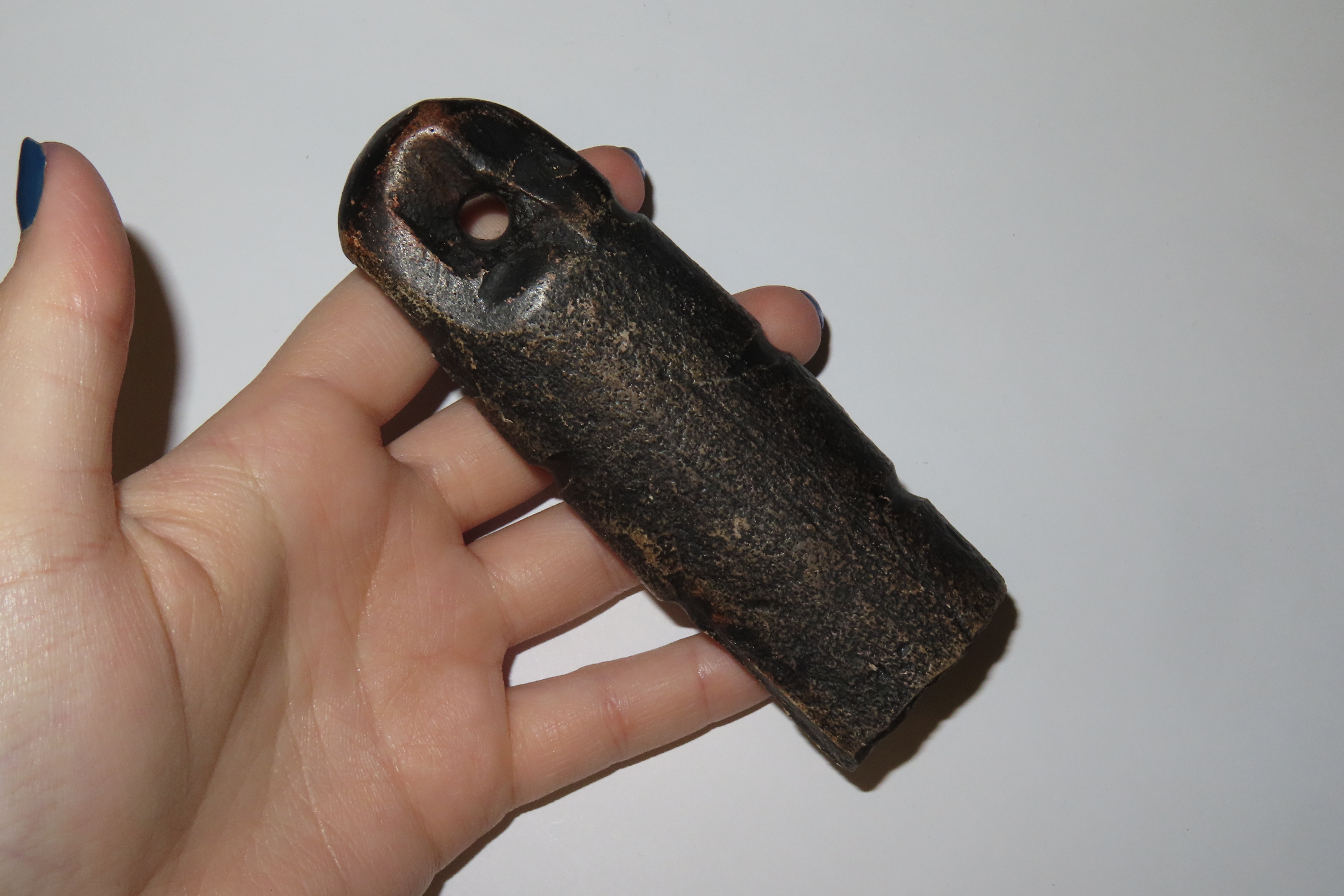 4 1/2" Fossilized Walrus Tusk Eskimo / Inuit Tool / Pendant, Alaska