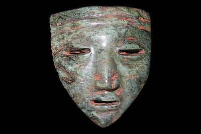 5" x 4 9/16" Pre-Columbian Jade Death Mask, Motley & Leithoff COA, Mesoamerica