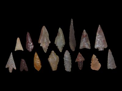 Lot of 15 Neolithic Arrowheads, Sahara Desert, Southwest Africa, 4000-6000 BP