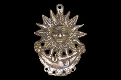 2 1/4" x 1 1/2" Inca Sun and Moon Pendant, Referencing Pacha and the Three Realms of Inca Cosmology