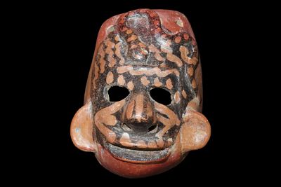 5 7/8" Pre-Columbian Human Effigy Mask, Motley COA, Mexico