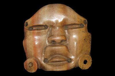 2 1/16" Pre-Columbian Olmec Mask / Miniature Maskette / Pendant / Gorget, Motley COA, South America