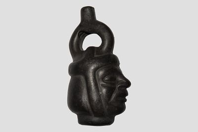 3" Miniature Pre-Columbian-Style Moche Portrait Vessel, Peru