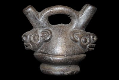 2 1/8" Miniature Pre-Columbian-Style Moche Dual-Headed Jaguar, Peru