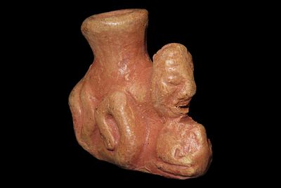 1 1/4" Miniature Pre-Columbian-Style Moche Erotic Human Effigy, Peru
