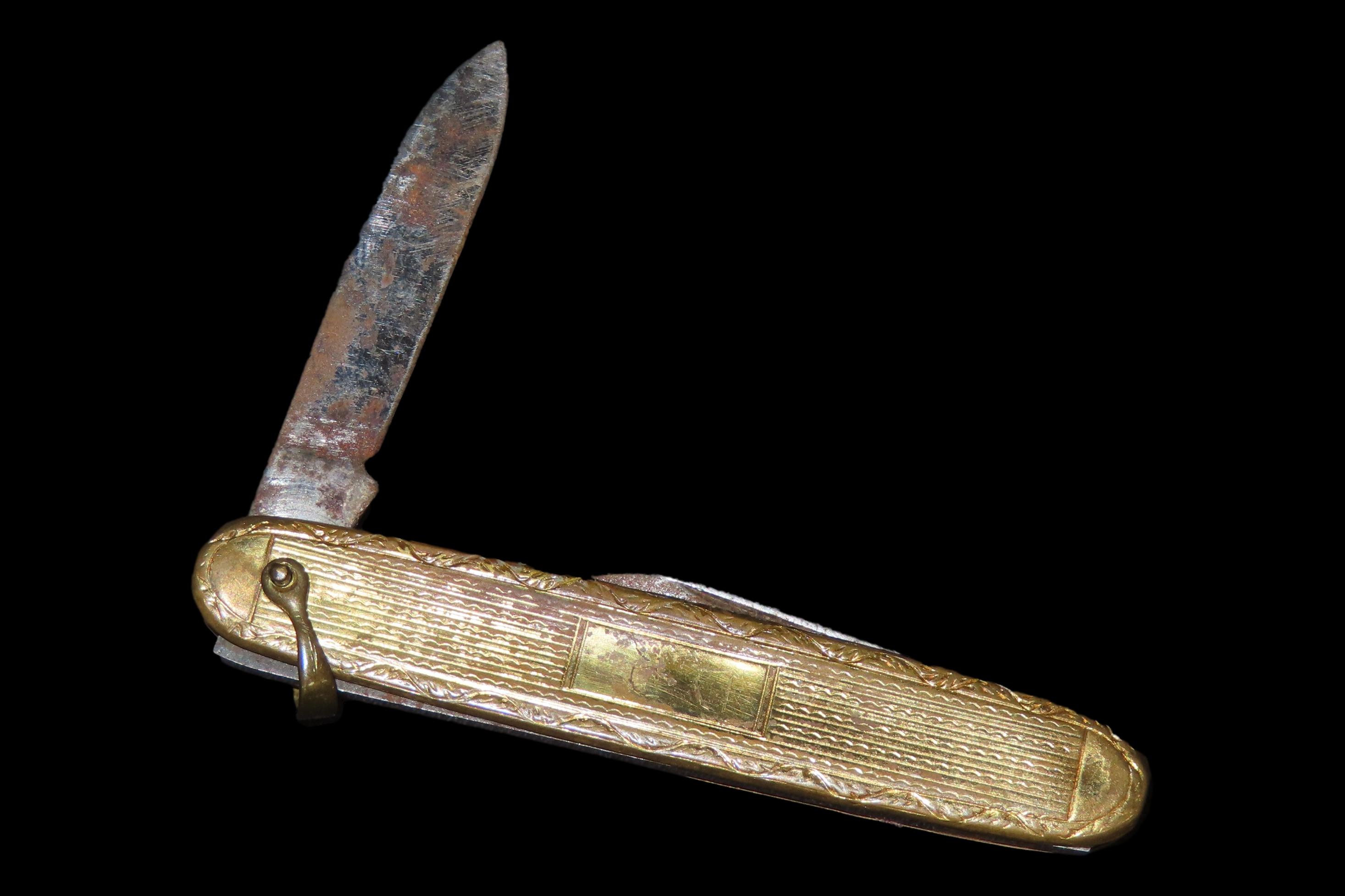 Vintage Gold-Plated Colonial Pocket Knife, Dual Blade, Made in USA