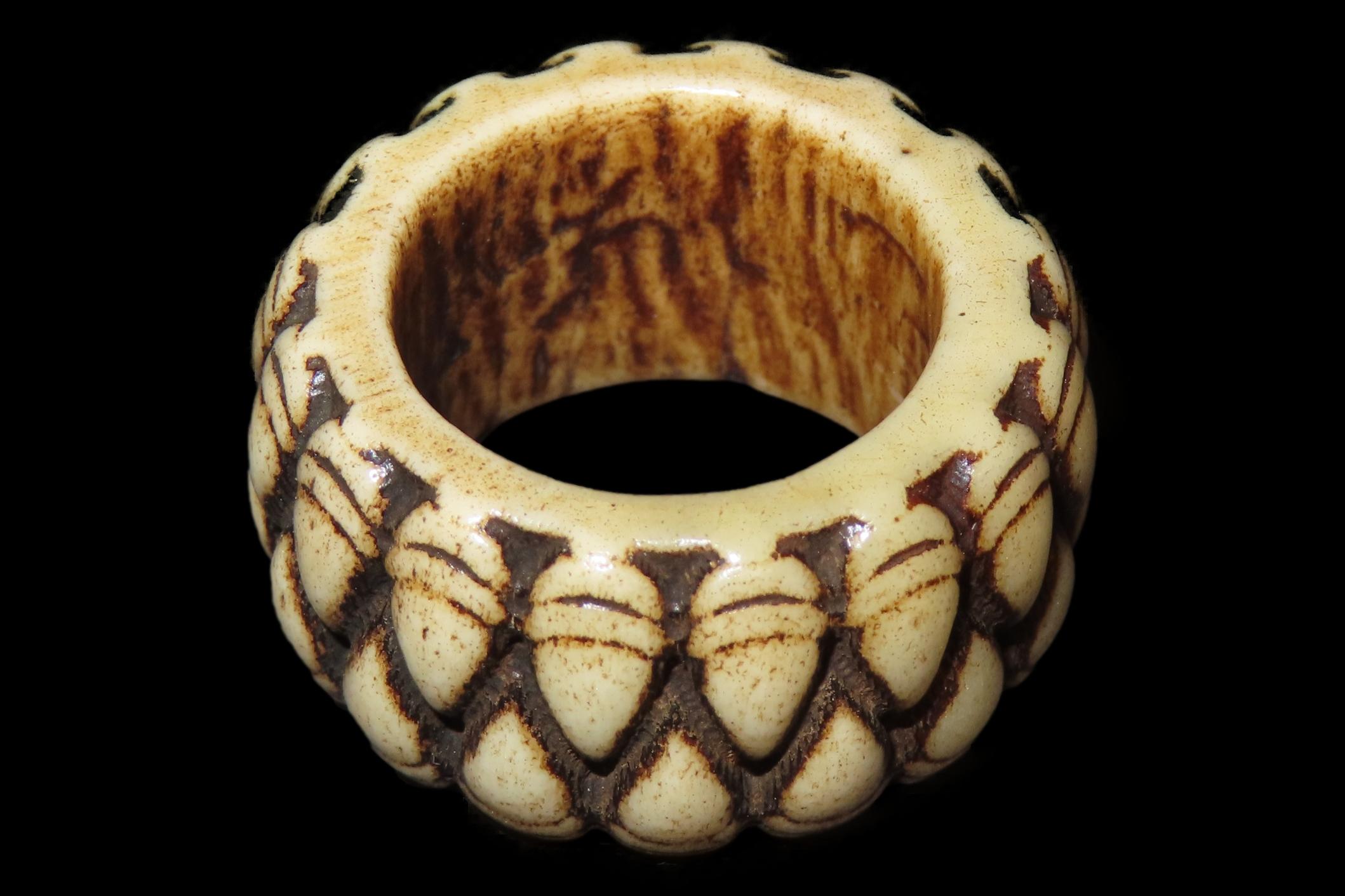Carved Bone Ring with Teeth or Fangs, Mexico