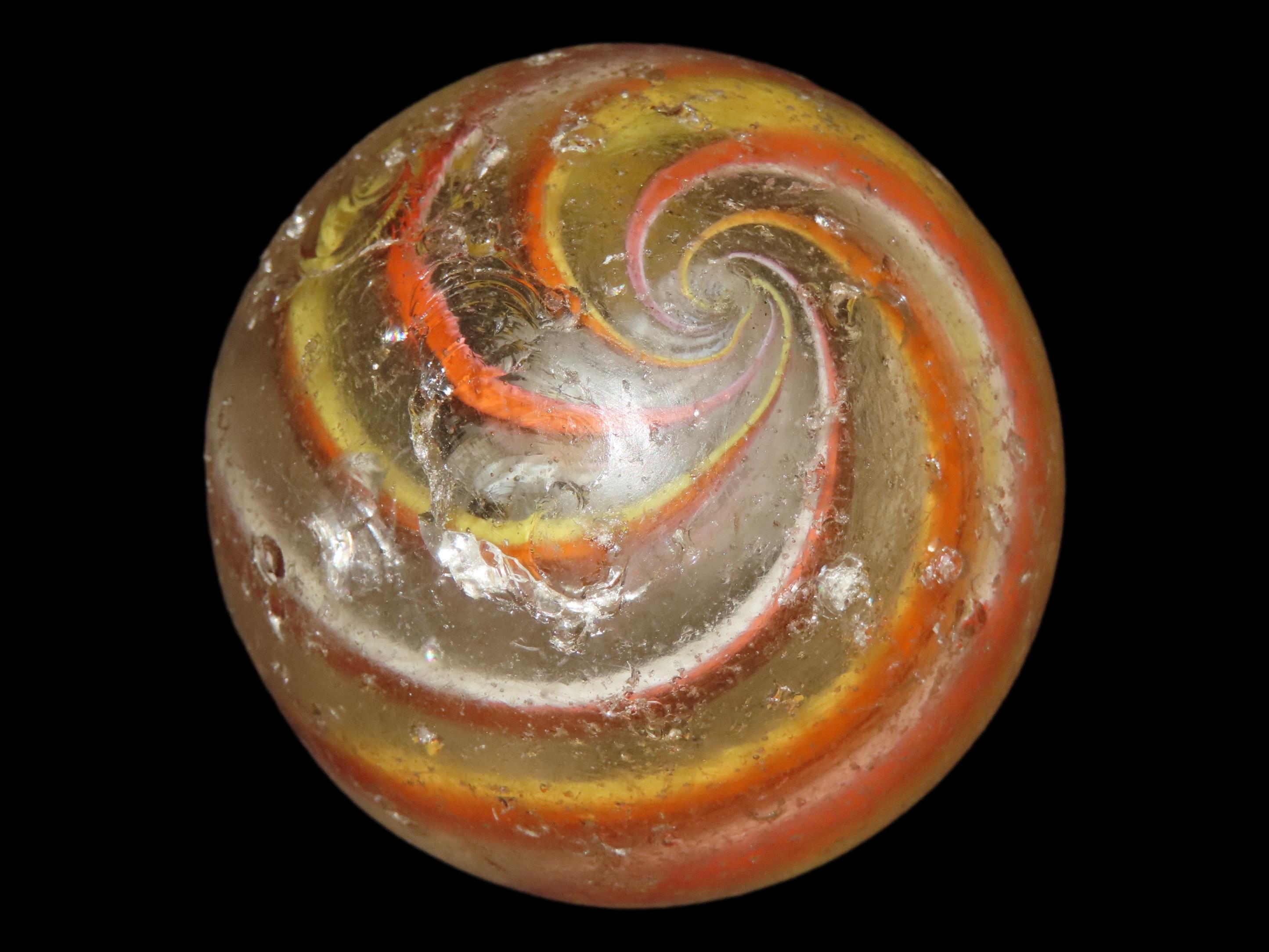 2" Huge Antique German Swirl Handmade Marble, Very Large Example