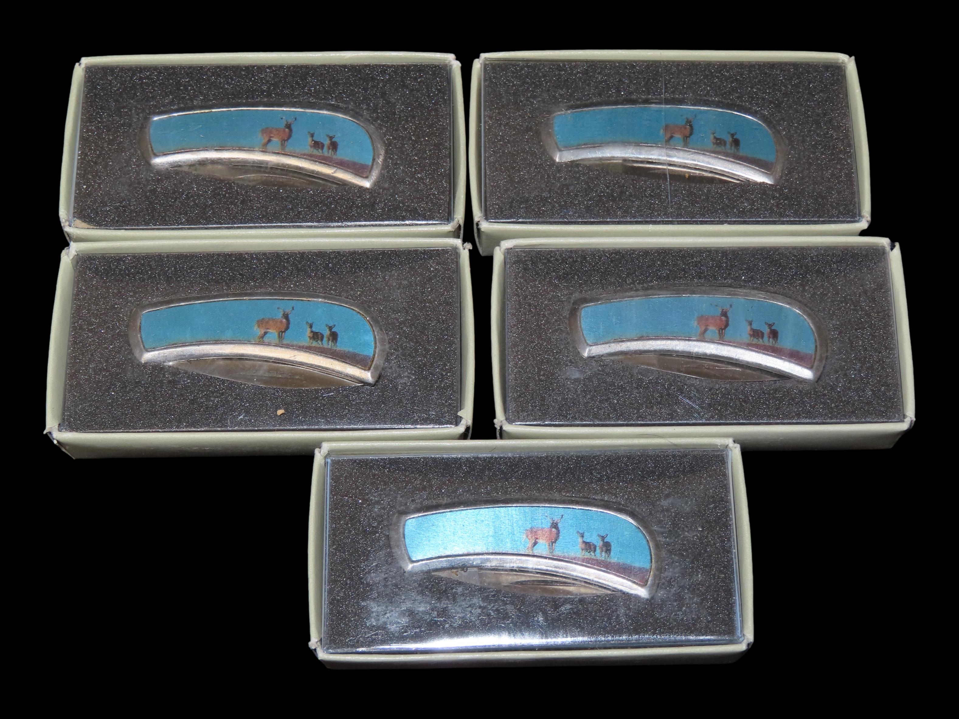 Brand New Whitetail Deer Pocket Knife Lot, All New in Box, Taylor Cutlery
