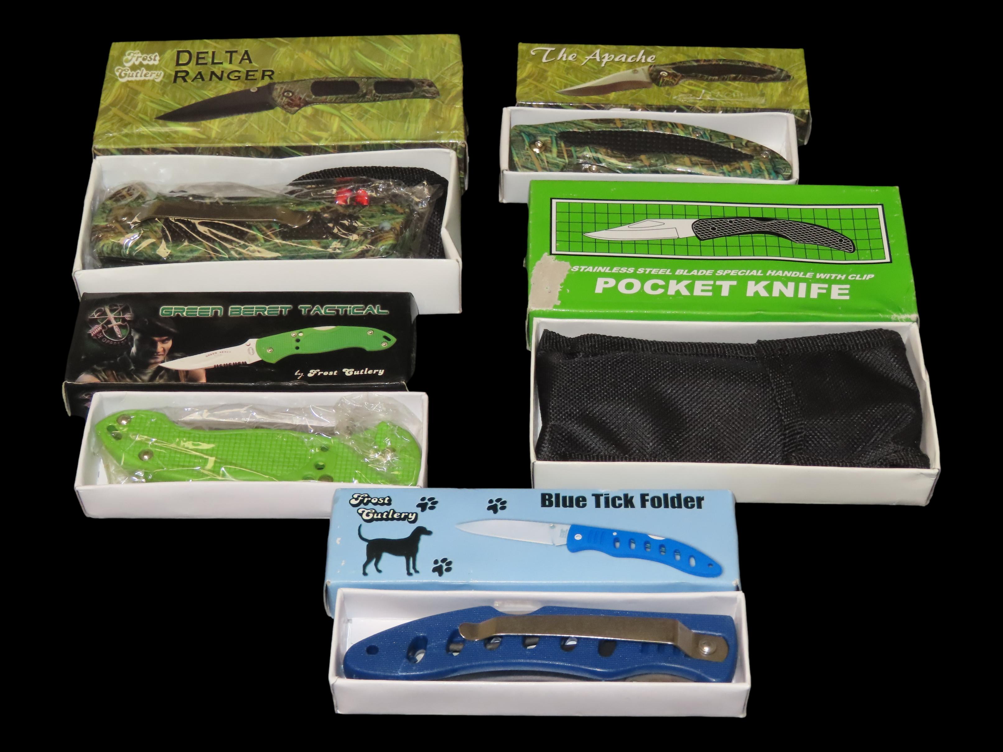Brand New Pocket Knife Lot, All New in Box, Frost Cutlery