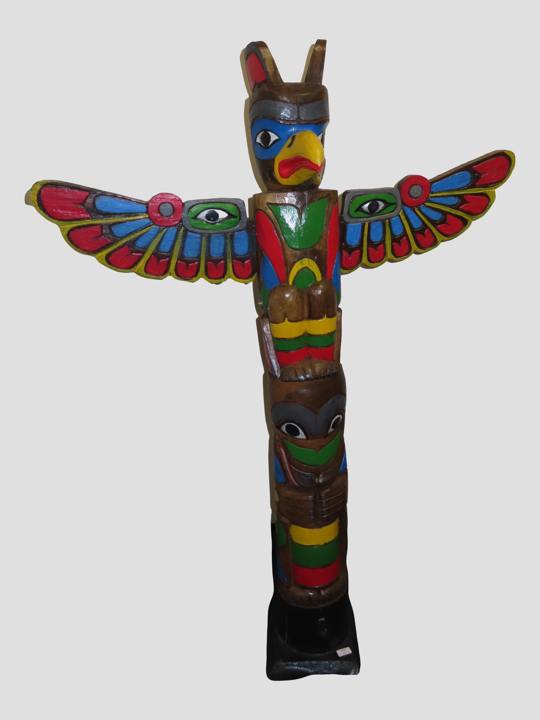 41" Tall Northwest Coast-Style Wooden Totem Pole
