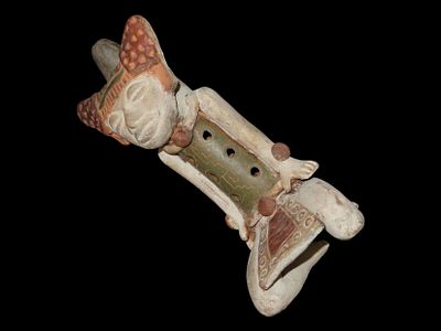Pre-Columbian-Style Aztec Human Effigy Flute / Whistle