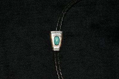 14 7/8" Native American Bolo Tie Inlayed Turquoise