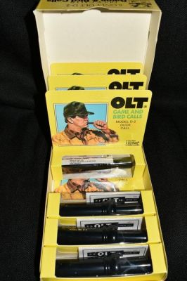 Rare box of 6 D-2 Olt Duck Calls New in the box.