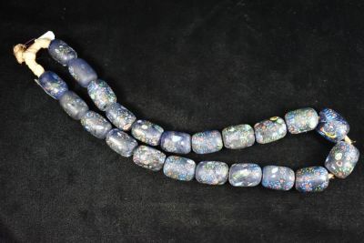 Beautiful 23" Strand of 1" Floral Glass Trade Beads. A 23” long strand of gorgeous glass trade 