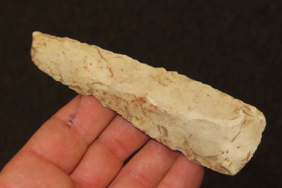4 1/2" nicely polished, flint gouge, found in Illinois