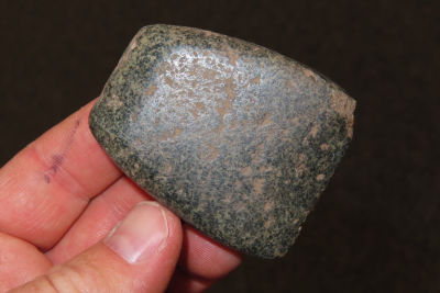 2 1/4" celt , nicely polished, Collection of Roger Doetman, Effingham, Illinois