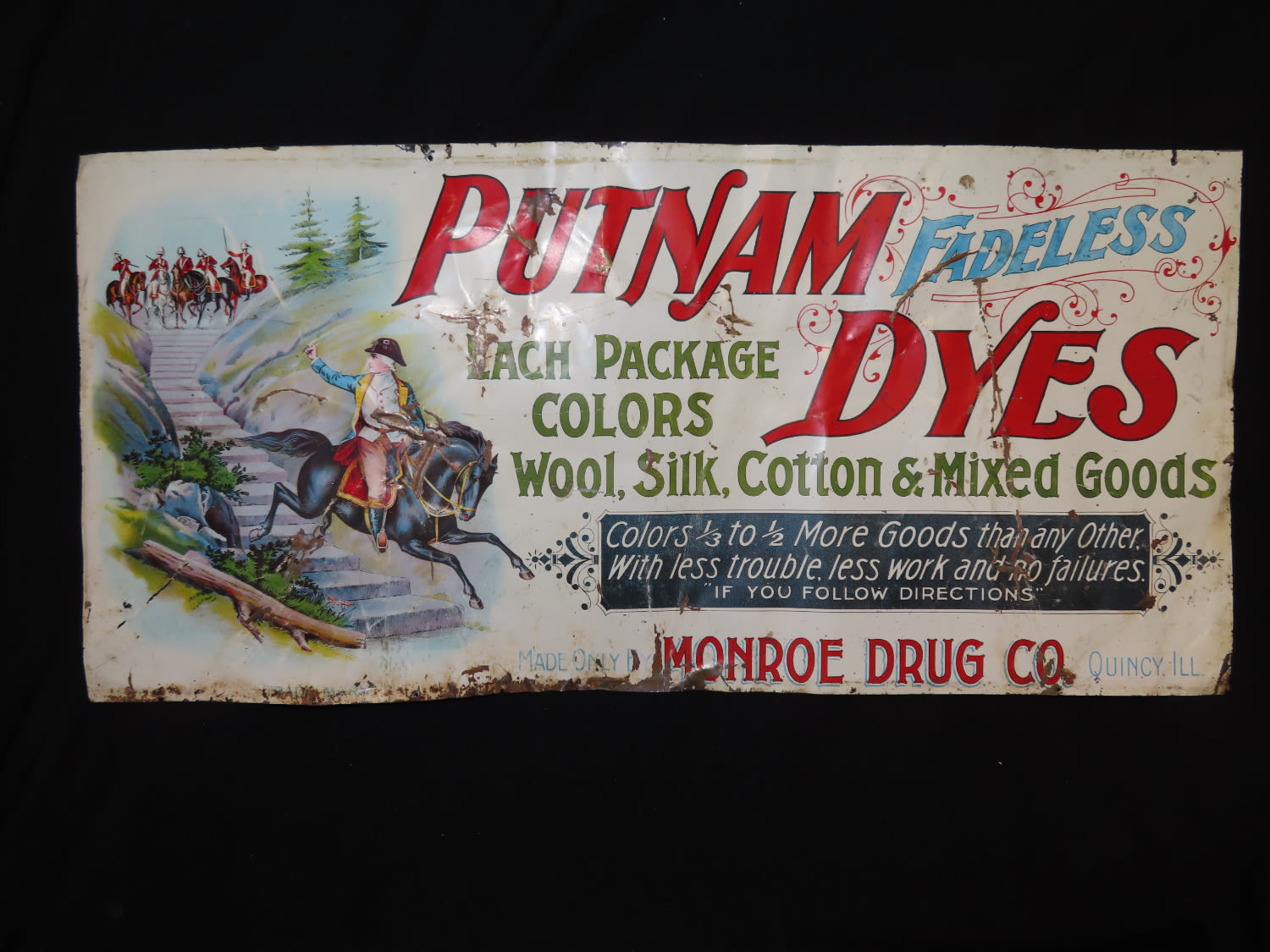 Lot 341 RARE VINTAGE METAL SIGN FROM QUINCY ILLINOIS, PUTNAM DYES