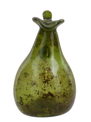 AN EGYPTO-ROMAN GLASS OIL BOTTLE, CA. 2ND-3RD CENTURY AD. An oil bottle of green glass hailing