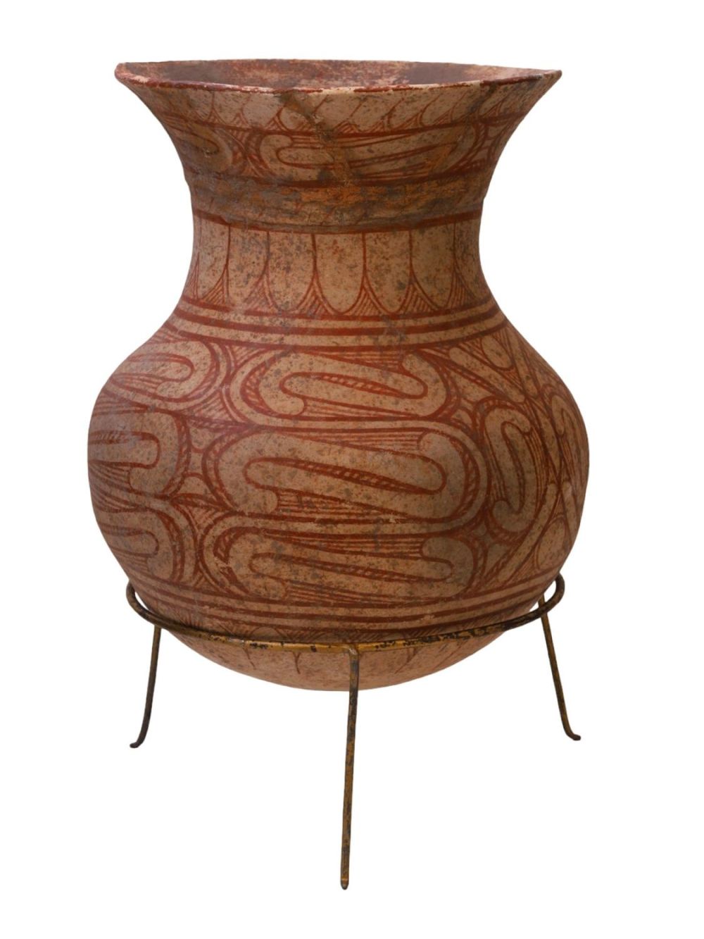 A LARGE DECORATED POTTERY VESSEL, PROBABLY THAI, CA. 300 BC - AD 200. A pottery vessel with 