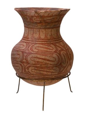A LARGE DECORATED POTTERY VESSEL, PROBABLY THAI, CA. 300 BC - AD 200. A pottery vessel with