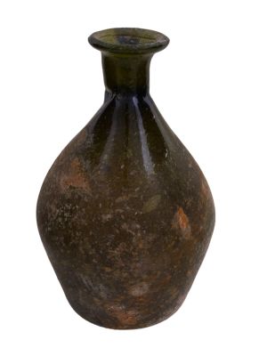 AN EGYPTO-ROMAN OIL OR WINE GLASS VESSEL, CA. 3RD-4TH CENTURY AD. An oil bottle of green glass
