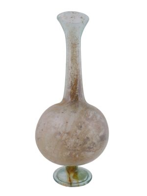A ROMAN GLASS 'UNGUENTARIUM', CA. 2ND OR 4RD CENTURY AD. A glass, long-necked, Unguentarium of