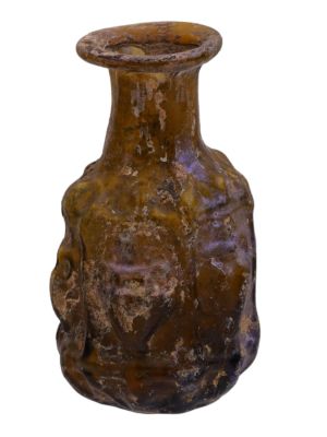AN EASTERN MEDITERRANEAN YELLOW GLASS UNGUENT BOTTLE, CA. 1ST CEN. AD. A small unguent bottle of