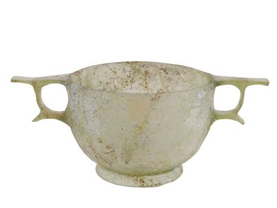 A HELLENISTIC GLASS SKYPHOS, CA. 1ST CENTURY BC. A Hellenistic glass skyphos dated to