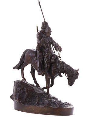 A RUSSIAN BRONZE COSSACK GROUPNG BY GRACHEV, 1900. Modeled by Vasiliy Grachev, and cast by 
