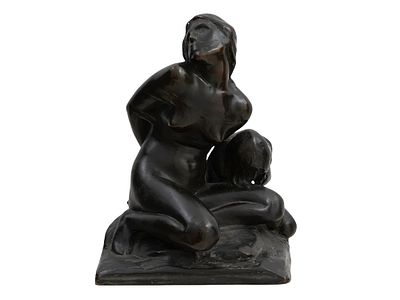 A CARL AUGUSTUS HEBER SIGNED BRONZE, 'BONDAGE', 1911. A bronze sculpture by German-American 