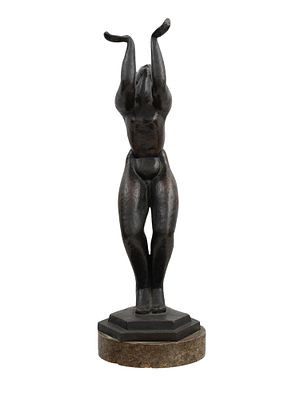 A KATHARINA HEISE, GERMAN, BRONZE SCULPTURE OF A NUDE PRAYER. Katharina Heise (German, 1891 - 