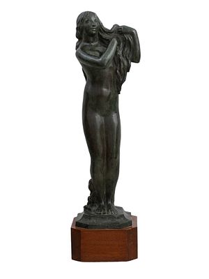 AN ABASTENIA ST. LEGER EBERLE SIGNED BRONZE, 'THE GOLDEN WEB', EARLY 20TH CEN. A bronze titled 