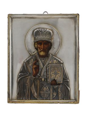 A RUSSIAN ORTHODOX ICON OF ST. NICHOLAS THE MIRACLE WORKER. St. Nicholas the Wonderworker 