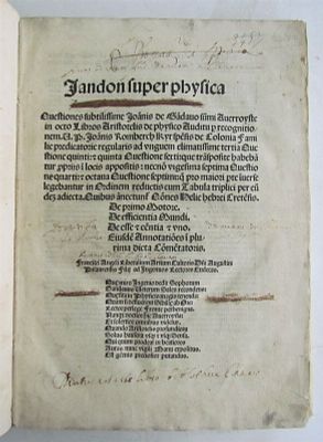 1520 PHYSICS POST-INCUNABLE ANTIQUE VELLUM JANDON COMMENTARIES ON ARISTOTLE RARE. John of 