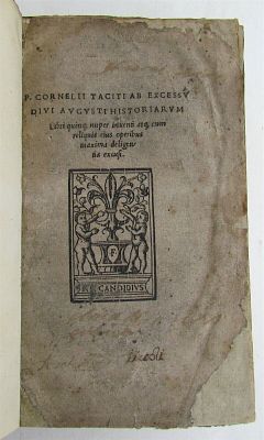 1527 TACITUS AB EXCCESSU DIVI AUGUSTI HISTORIARUM ANTIQUE 16TH CENTURY VELLUM. Tacitus 
