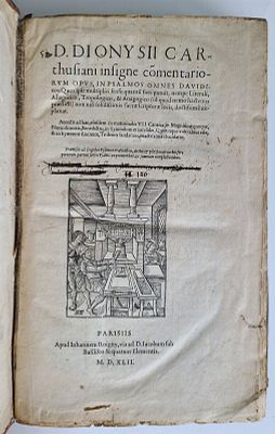1542 BIBLE COMMENTARY BY DIONYSIUS CARTUSIANUS ANTIQUE FOLIO COMMENTARIORUM OPUS. Dionysius 
