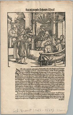 1550 ENGRAVING ANTIQUE FROM JUSTIN GOBLER DER RECHTEN SPIEGEL LAW BOOK RARE 16 C. WOODCUT 