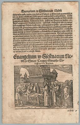 1550 ENGRAVING ILLUMINATED LEAF FROM CZECH BIBLE ANTIQUE PAGE CLXIX. Size about 7.5 by 11" 
Very 