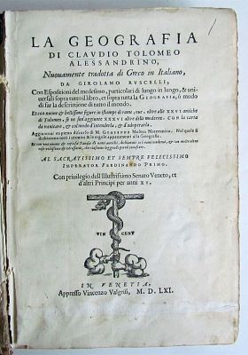 1561 LA GEOGRAFIA DI CLAUDIO TOLOMEO ALESSANDRINO BY GIROLAMO RUSCELLI ANTIQUE. Ruscelli 