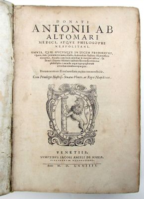 1574 MEDICAL TREATISE DONATI ALTOMARE ANTIQUE VELLUM BOUND FOLIO RARE. Altomare, Donato Antonio. 