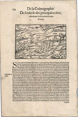 1575 BAVARIA MAP LEAF FROM BELLEFOREST EDITION OF MUNSTER COSMOGRAPHY. Francois de Belleforest 