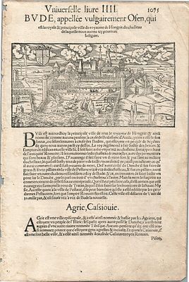 1575 BUDAPEST HUNGARY VIEW LEAF FROM BELLEFOREST EDITION OF MUNSTER COSMOGRAPHY. Francois de 
