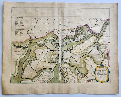 1640 BRABANT LEUVEN BELGIUM MAP BY WILLEM BLAEU ANTIQUE AUTHENTIC HAND COLORED. MAP of ANTWERP 